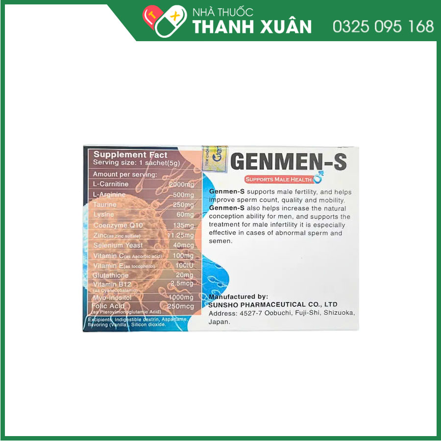 Genmen-S giúp hỗ trợ sinh sản ở nam giới
